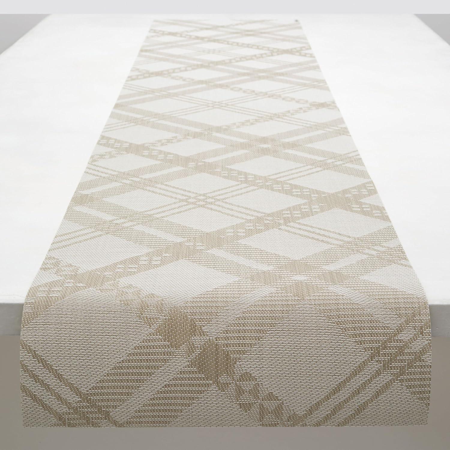 imageMartha by Martha Stewart Chilewich Ribbons Table Runner in Wheat Easy Care Woven Textile IndoorOutdoor StainFade Resistant 14 x 72Flax