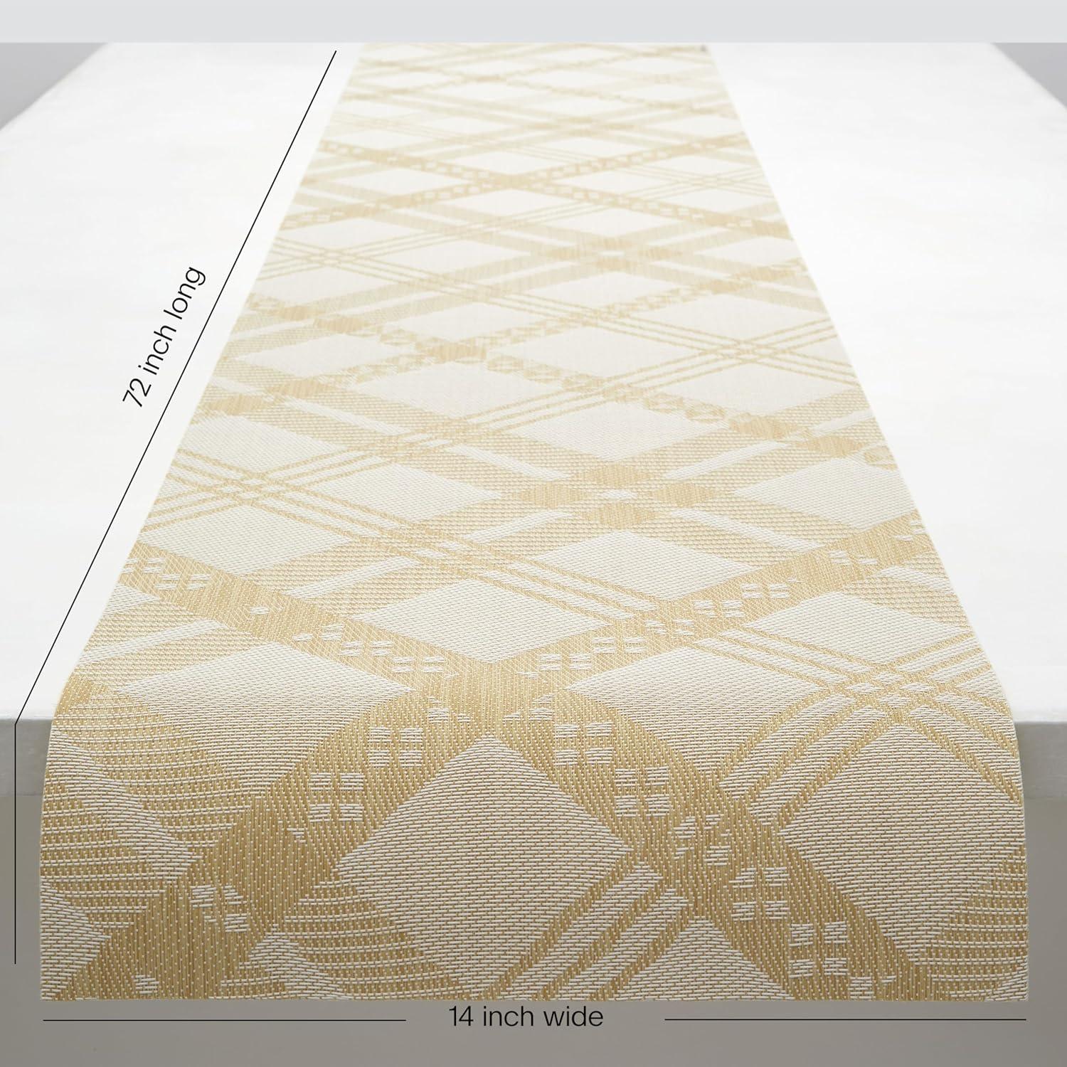 imageMartha by Martha Stewart Chilewich Ribbons Table Runner in Wheat Easy Care Woven Textile IndoorOutdoor StainFade Resistant 14 x 72Wheat