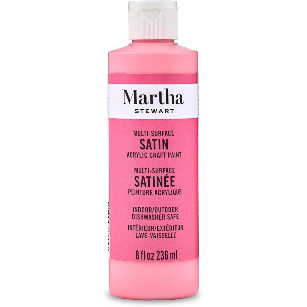 imageMartha Stewart Craft Paint Vanilla Bean 8 fl oz Premium Satin Finish Paint Perfect For Easy To Apply DIY Arts And Crafts 68689Camellia Pink