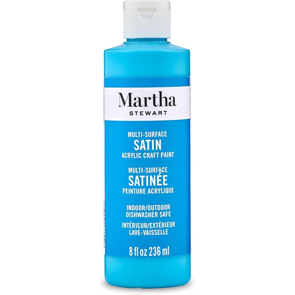 imageMartha Stewart Craft Paint Vanilla Bean 8 fl oz Premium Satin Finish Paint Perfect For Easy To Apply DIY Arts And Crafts 68689Rock Candy Blue