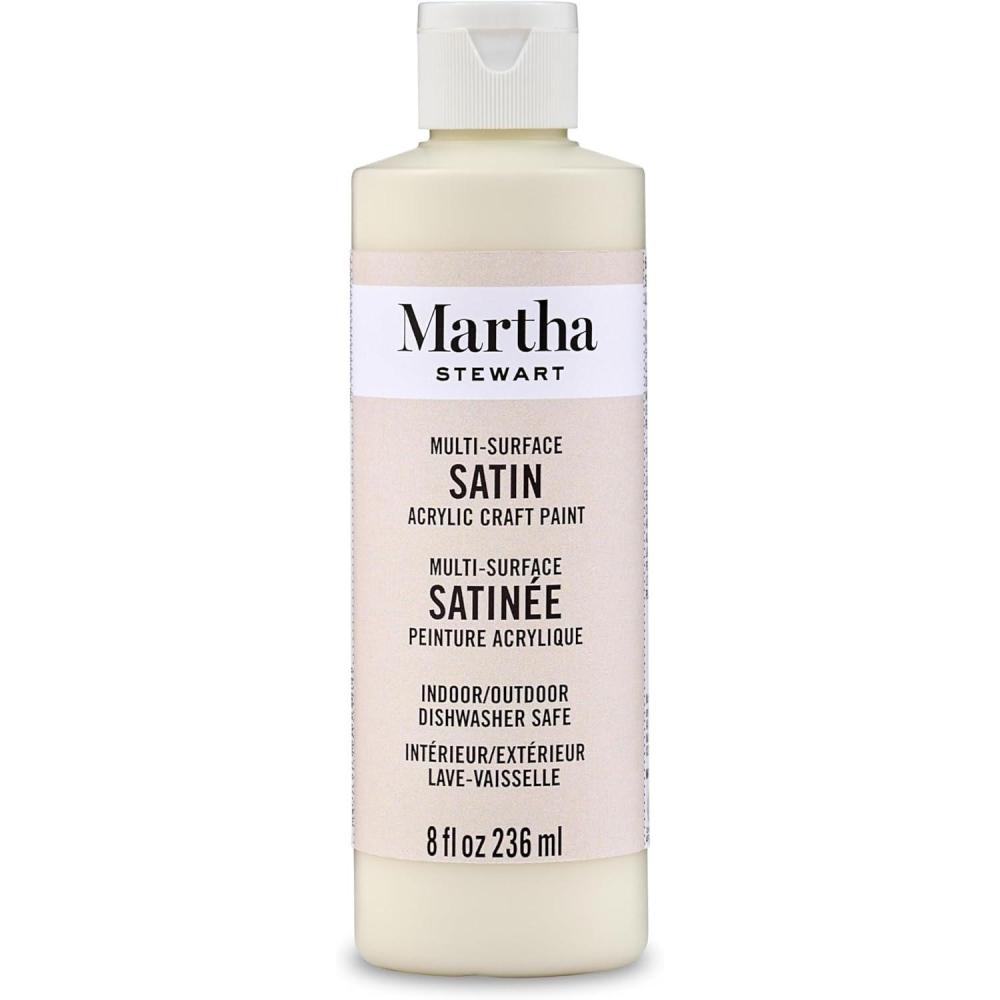 imageMartha Stewart Craft Paint Vanilla Bean 8 fl oz Premium Satin Finish Paint Perfect For Easy To Apply DIY Arts And Crafts 68689Summer Linen