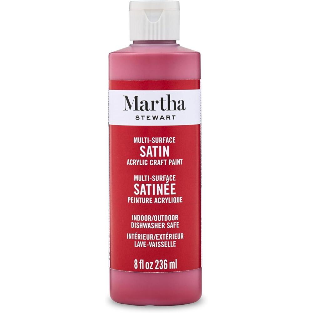 imageMartha Stewart Craft Paint Vanilla Bean 8 fl oz Premium Satin Finish Paint Perfect For Easy To Apply DIY Arts And Crafts 68689Tartan Red