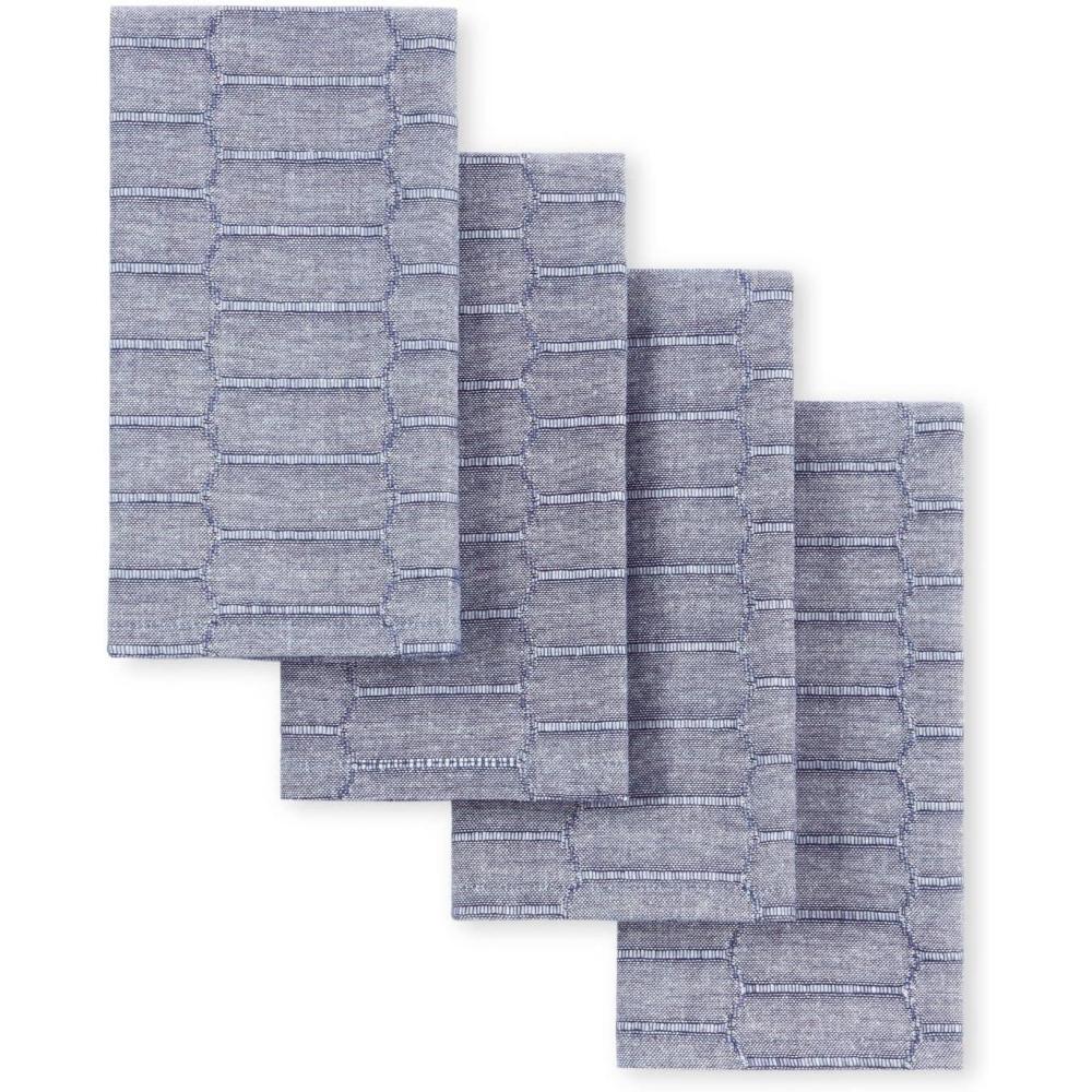 imageMartha Stewart Honeycomb Modern Farmhouse Napkin 4Pack Set Beige 19x19Blue