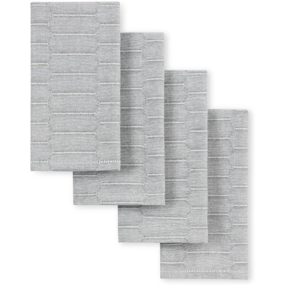 imageMartha Stewart Honeycomb Modern Farmhouse Napkin 4Pack Set Beige 19x19Charcoal Grey