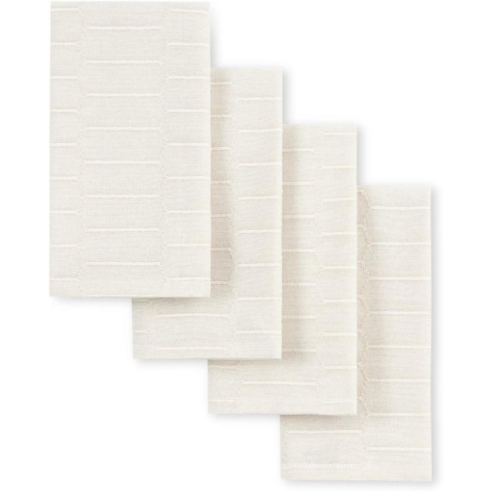 imageMartha Stewart Honeycomb Modern Farmhouse Napkin 4Pack Set Beige 19x19Natural