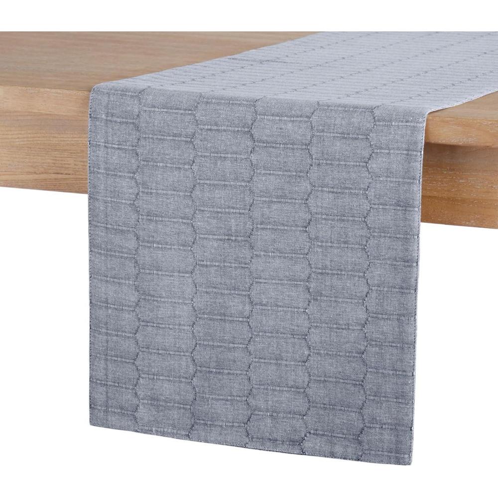 imageMartha Stewart Honeycomb Modern Farmhouse Reversible Table Runner White 15x72Blue