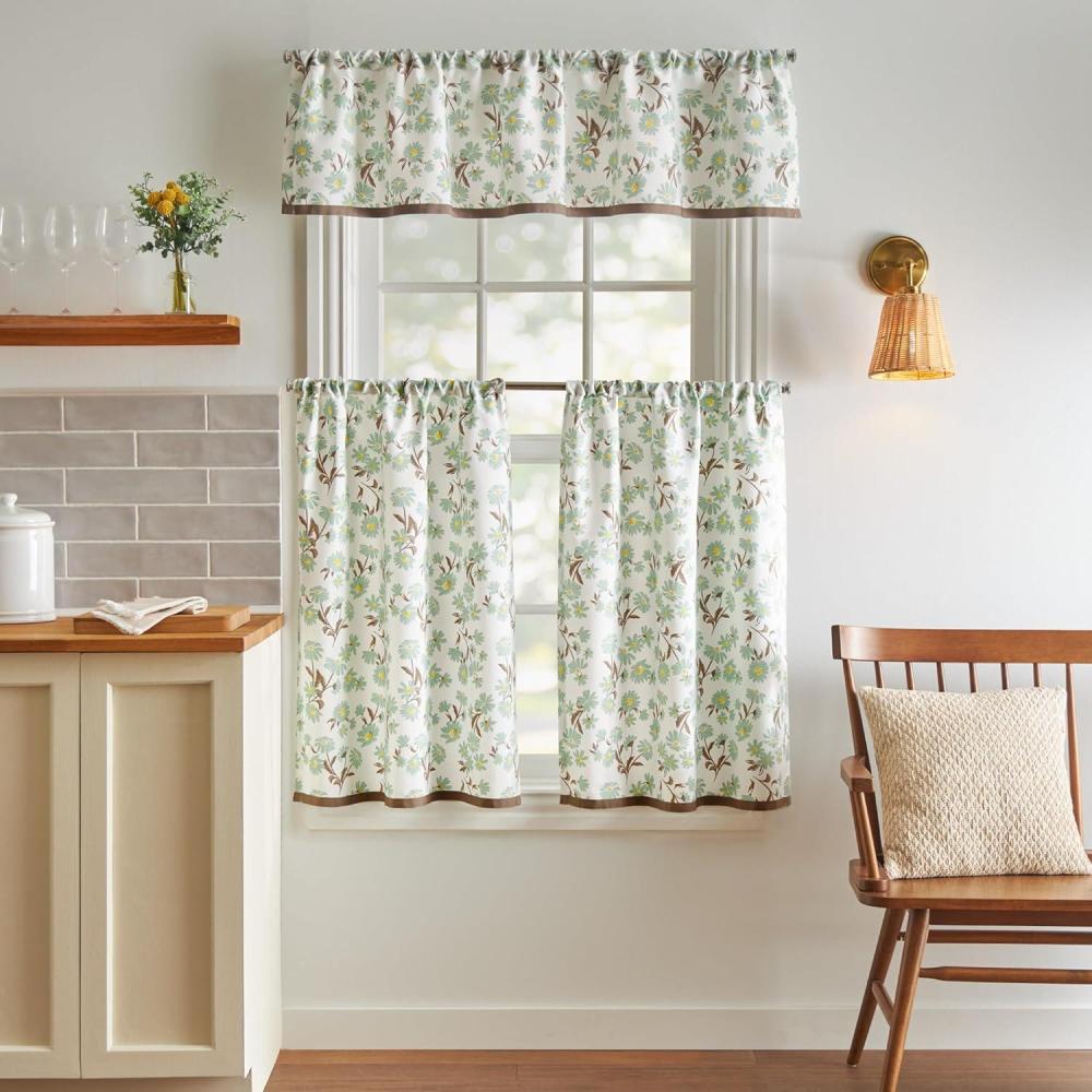 imageMartha Stewart Lemons 3Piece Window Curtain Valance and Tiers Set YellowGreen