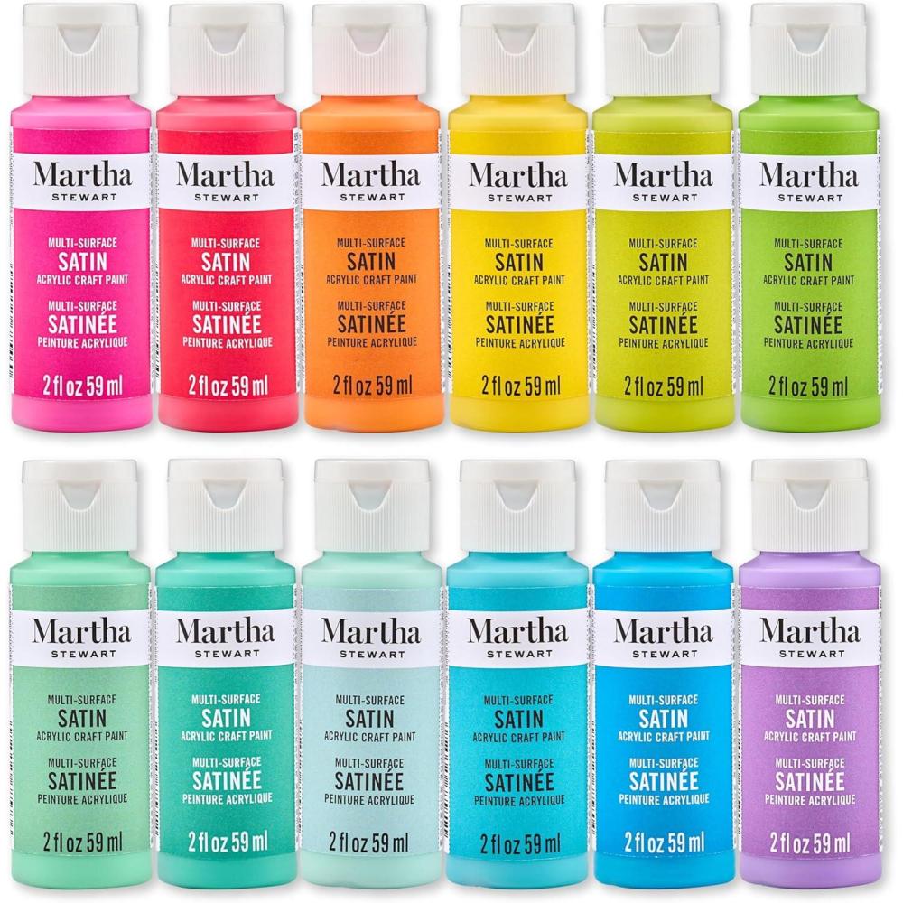 imageMartha Stewart MultiSurface Satin 12 pc Paint Set Elevated NeutralsSolar Brights