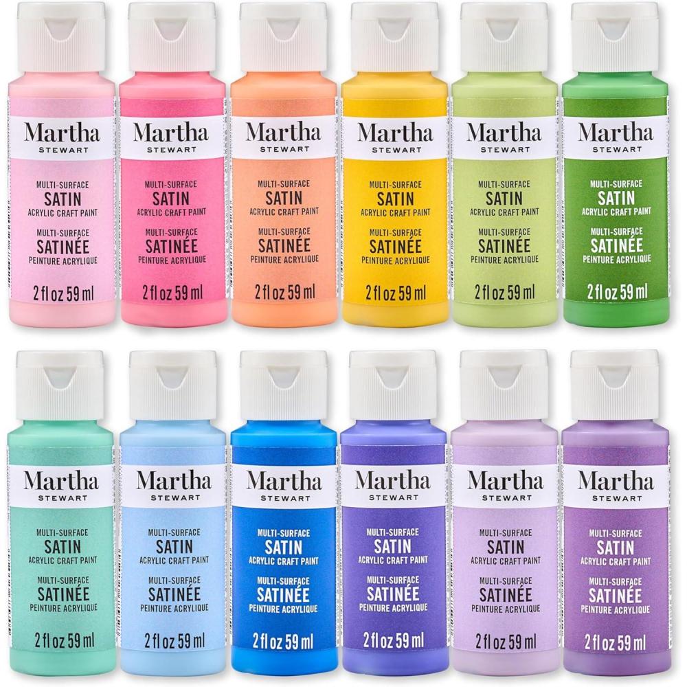 imageMartha Stewart MultiSurface Satin 12 pc Paint Set Elevated NeutralsSpring Blooms