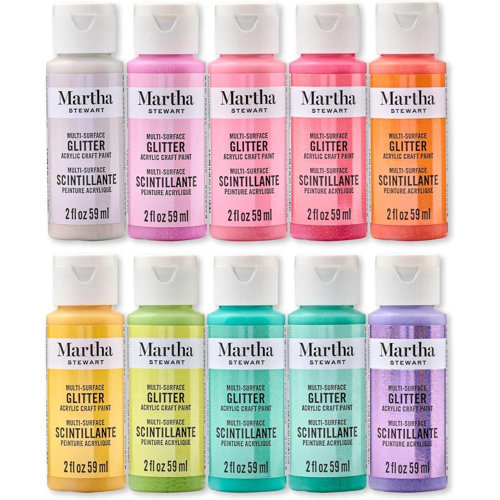 imageMartha Stewart MultiSurface Specialty 10 pc Paint Set Studio LightsRainbow Sparkles
