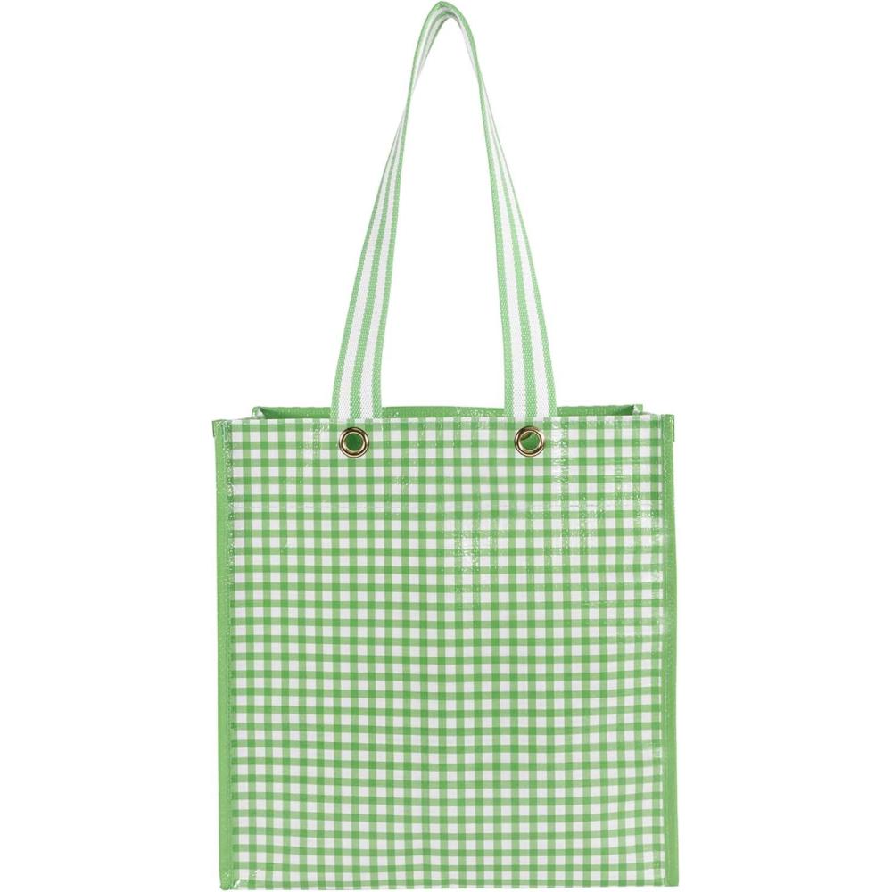 imageMartha Stewart Reusable Grocery Bag Spacious 13 x 8 x 14 Shopping Bag for Groceries Perfect for Shopping Arcadian Green Gingham