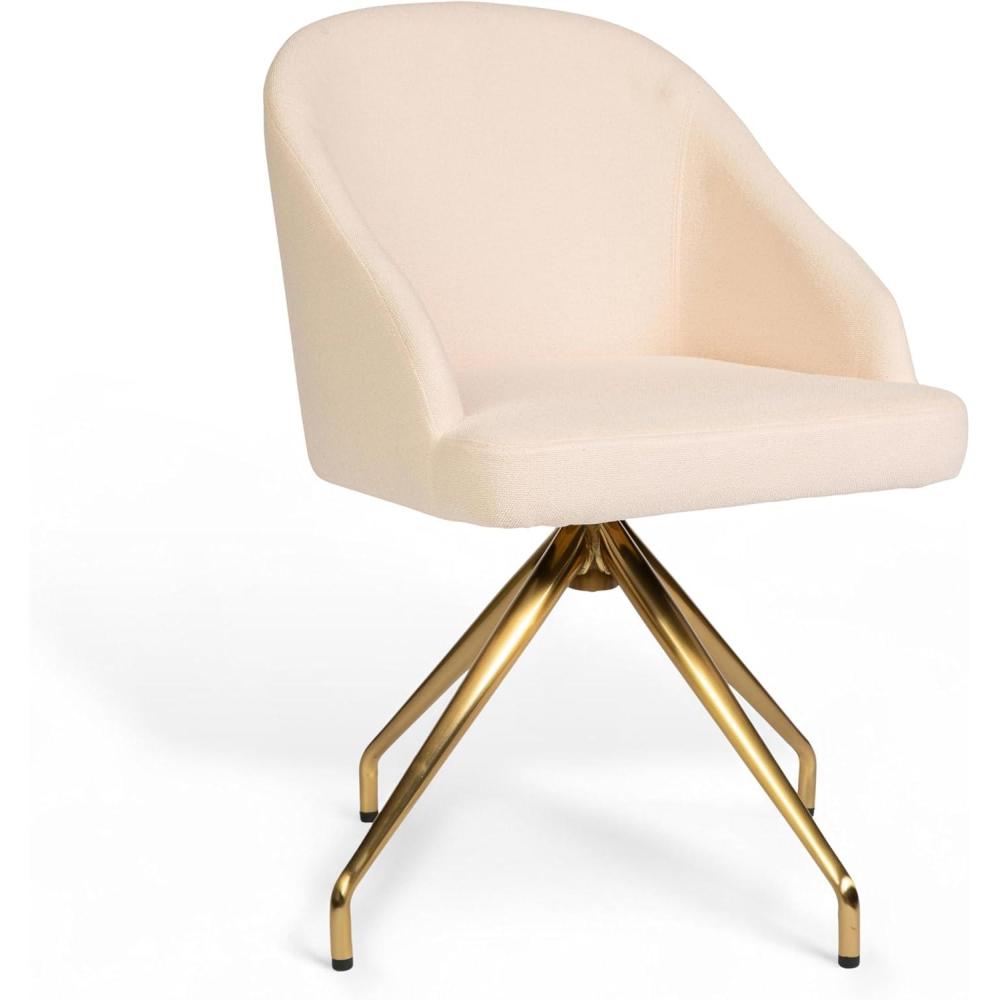 imageMartha Stewart Sora Stationary Swivel Task Chair with Sloped Arms for Home Office in Gray Velvet with Oil Rubbed Bronze FrameConch Shell FabricPolished Brass Frame