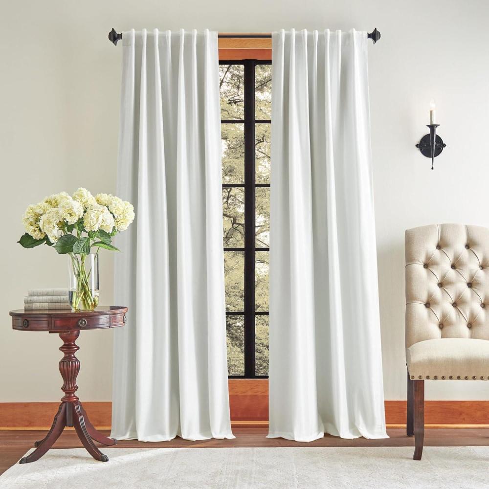 imageMartha Stewart Spellbound Blackout Lining Rod PocketBack Tab Window Curtain Panel Pair 95 WhiteWhite