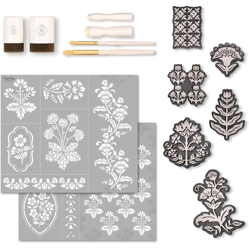 imageMartha Stewart Vintage Florals Stencils Stamps and Tools Kit 14 pcVintage Florals