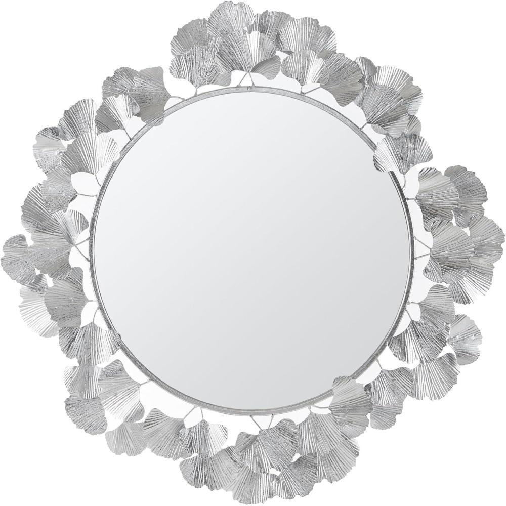 imageMartha Stewart Wall Dcor Large Gingko Leaf Round Wall Mirror for Living Room Iron Metal Plate Frame Antique Finish Ready to Hang Bedroom Decoration Eden 305 GoldSilver