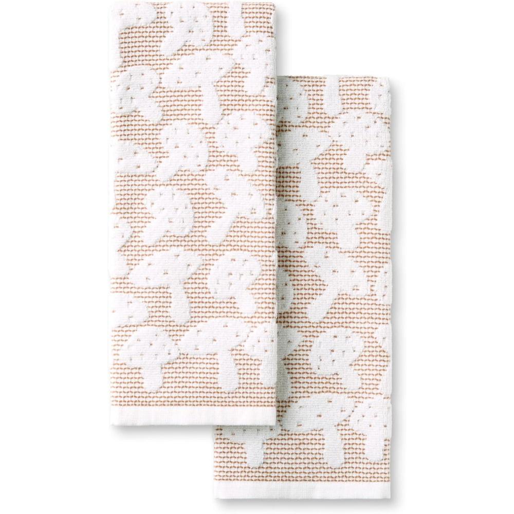 imageMartha Stewart Woodland Harvest Jacquard Leaves Kitchen Towel 2Pack Set 100 Cotton with Absorbent Honeycomb Texture Decorative Kitchen Towels Green 16X28Brown