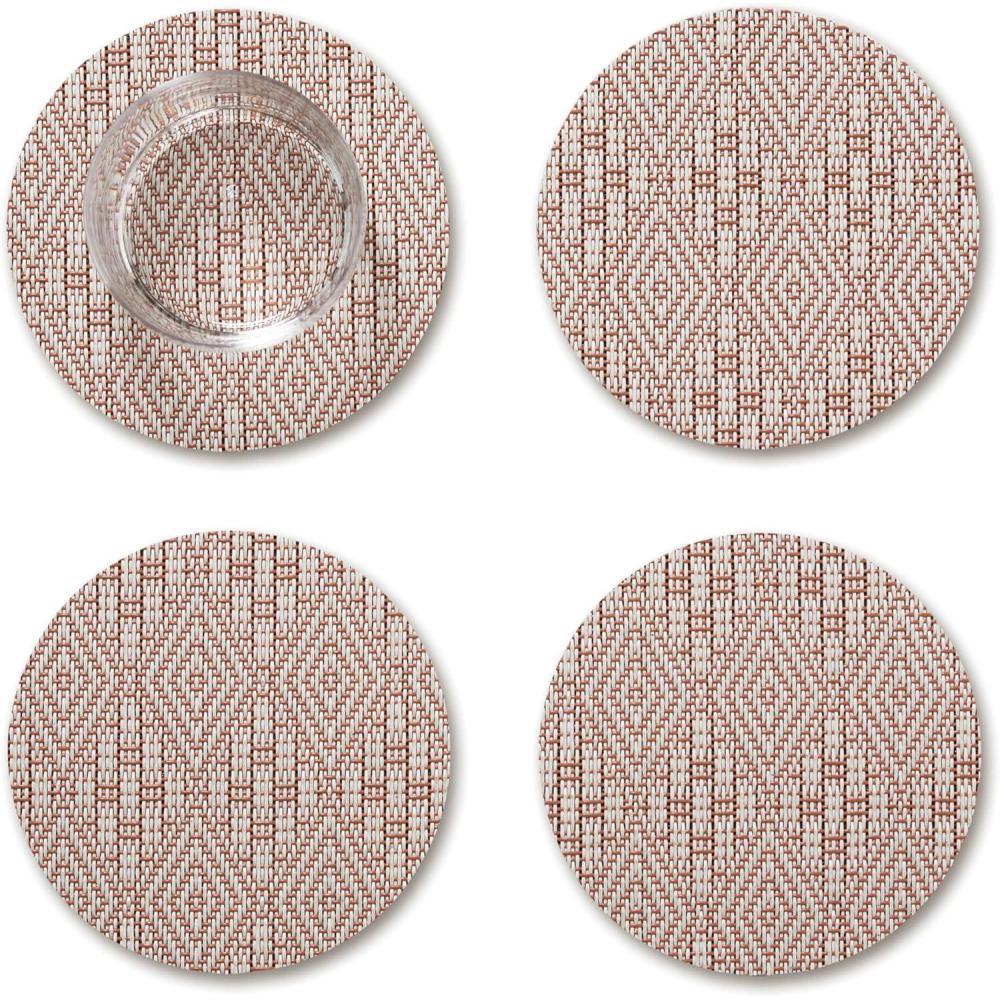 imageMartha by Martha Stewart Chilewich Boxwood Coasters in Sea Set of 4 StainResistant Woven Textile with Recycled Felt Backing 5 RoundBurnt Coral