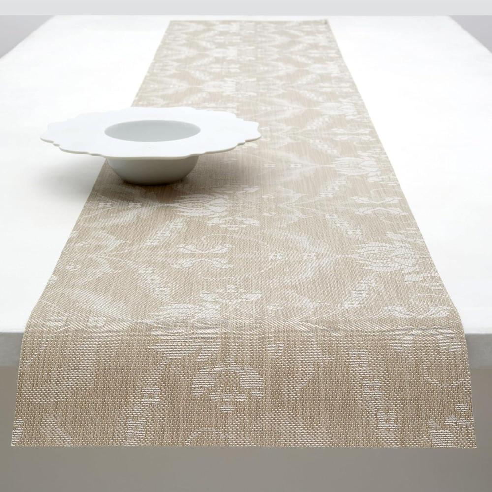 imageMartha by Martha Stewart  Chilewich Damask Table Runner in Abalone  Easy Care Woven Textile  IndoorOutdoor  StainFade Resistant  14 x 72Flax