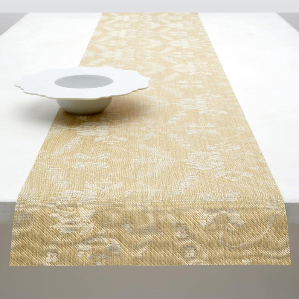 imageMartha by Martha Stewart  Chilewich Damask Table Runner in Abalone  Easy Care Woven Textile  IndoorOutdoor  StainFade Resistant  14 x 72Wheat