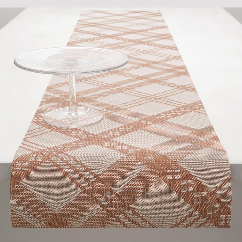 imageMartha by Martha Stewart  Chilewich Ribbons Table Runner in Wheat  Easy Care Woven Textile  IndoorOutdoor  StainFade Resistant  14 x 72Burnt Coral