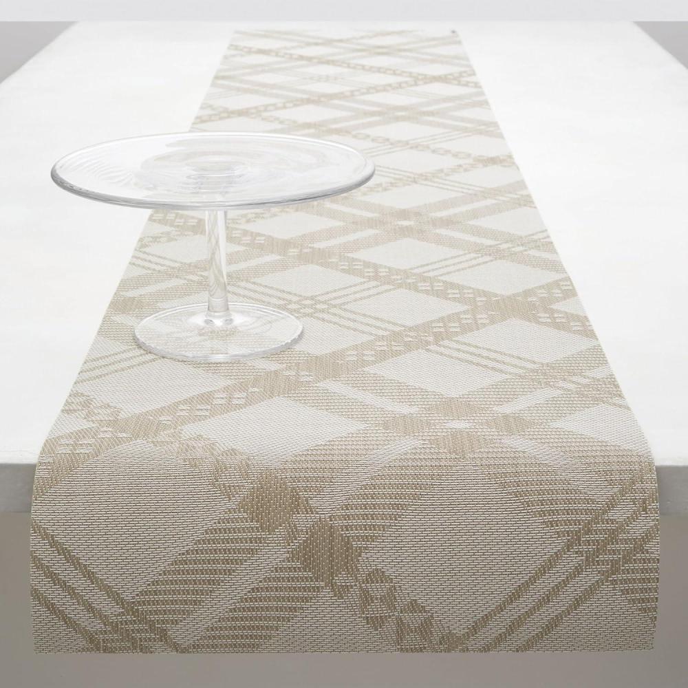 imageMartha by Martha Stewart Chilewich Ribbons Table Runner in Wheat Easy Care Woven Textile IndoorOutdoor StainFade Resistant 14 x 72Flax