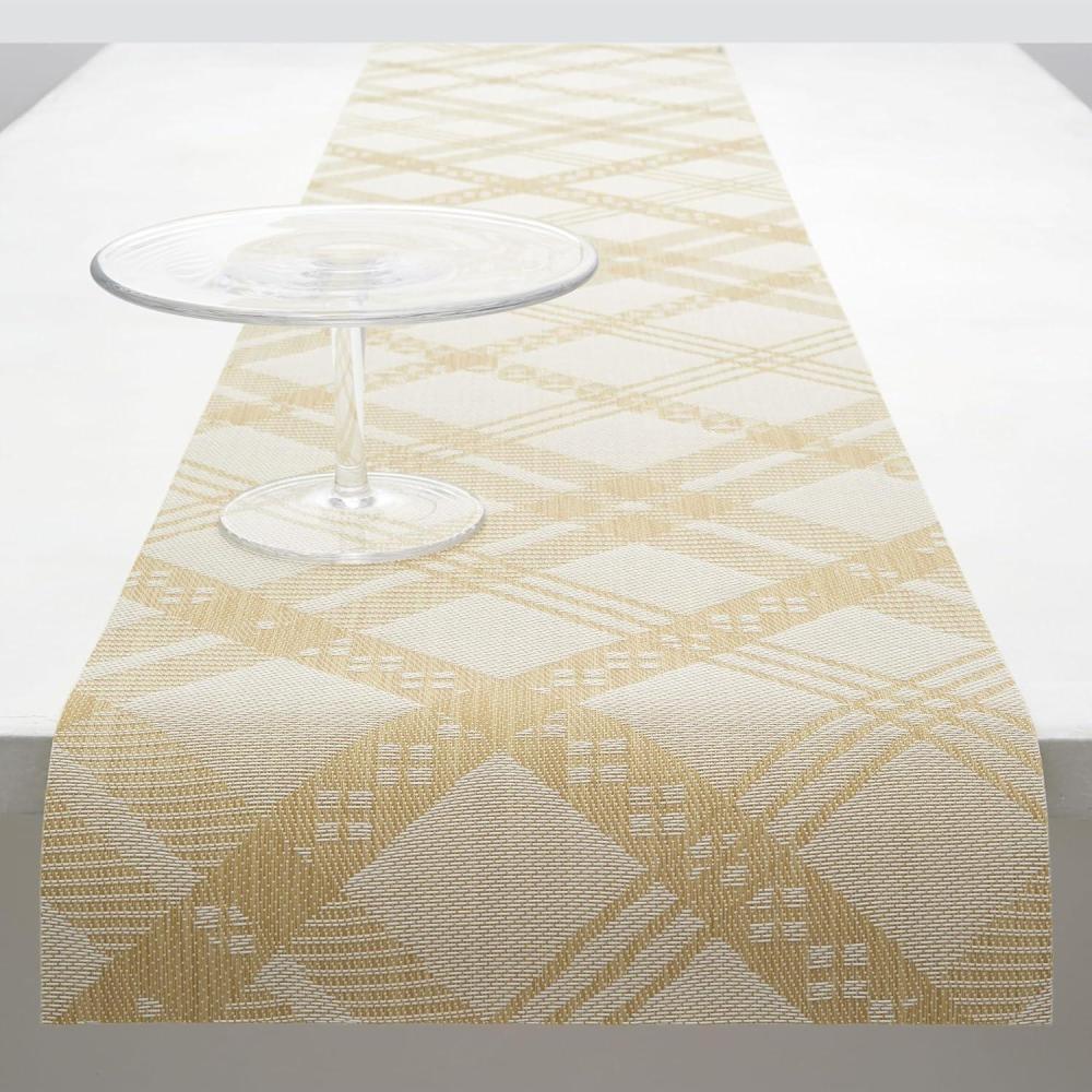 imageMartha by Martha Stewart Chilewich Ribbons Table Runner in Wheat Easy Care Woven Textile IndoorOutdoor StainFade Resistant 14 x 72Wheat