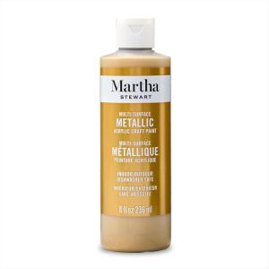 Martha Stewart, Craft Paint, Vanilla Bean, 8 fl oz Premium Satin Finish Paint, Perfect For Easy To Apply DIY Arts And Crafts, 68689(Gold)