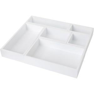 Martha Stewart Enzo Wooden Desk Drawer Organizer Set, Paulownia Wood Organizers in Various Sizes, 6 Piece, Light Natural(White)