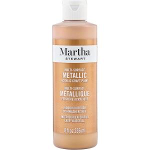 Martha Stewart Glitter Acrylic Craft Paint, Florentine Gold, 8 oz(Brushed Bronze)