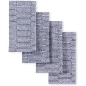 Martha Stewart Honeycomb Modern Farmhouse Napkin 4-Pack Set, Beige, 19″x19″(Blue)