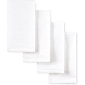 Martha Stewart Honeycomb Modern Farmhouse Napkin 4-Pack Set, Beige, 19″x19″(White)