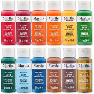 Martha Stewart, Multi-Surface Satin 12 pc Paint Set, Elevated Neutrals(Autumn Harvest)