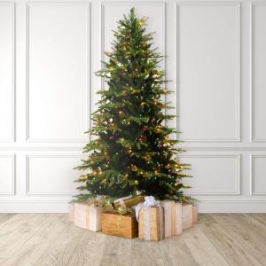 Martha Stewart Natural Pine – 7.5′ MU Pre-Lit Artificial Christmas Tree, Feet, Multicolored Lights(Multicolored Lights)