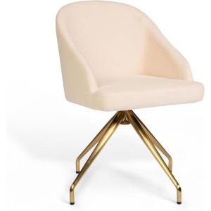 Martha Stewart Sora Stationary Swivel Task Chair with Sloped Arms for Home Office in Gray Velvet with Oil Rubbed Bronze Frame(Conch Shell Fabric/Polished Brass Frame)
