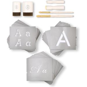 Martha Stewart, Vintage Florals Stencils, Stamps, and Tools Kit, 14 pc(Classic Alphabet)