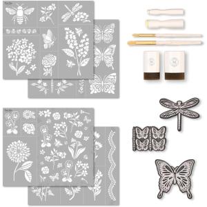 Martha Stewart, Vintage Florals Stencils, Stamps, and Tools Kit, 14 pc(Flora & Fauna)