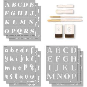 Martha Stewart, Vintage Florals Stencils, Stamps, and Tools Kit, 14 pc(Modern Fonts)