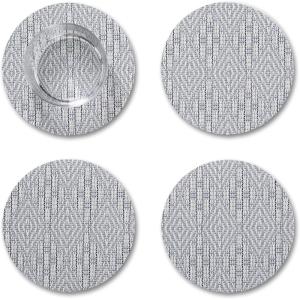 Martha by Martha Stewart | Chilewich Boxwood Coasters in Sea – Set of 4 – Stain-Resistant Woven Textile with Recycled Felt Backing – 5″ Round(Sea)