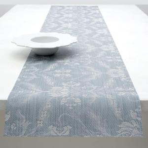 Martha by Martha Stewart | Chilewich Damask Table Runner in Abalone – Easy Care Woven Textile – Indoor/Outdoor – Stain/Fade Resistant – 14″ x 72″(Sea)