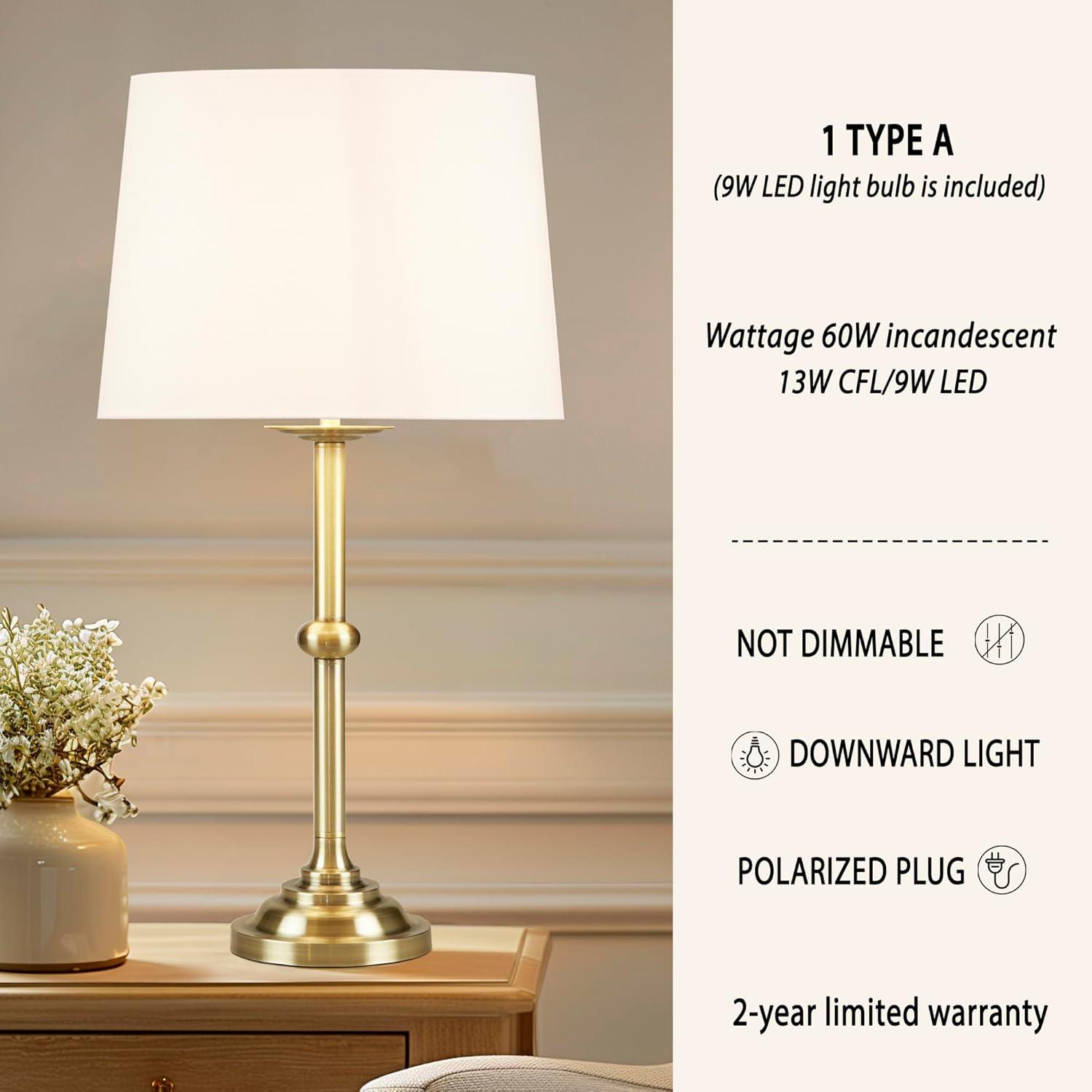 imageHampton Hill Aelorian Table Lamp Antiqued Brass Nightstand Bedside Lamp Bedford Collection Farmhouse Study Lamp Clear Polarized Cord Socket Swtich Empire Fabric Shade 225 H