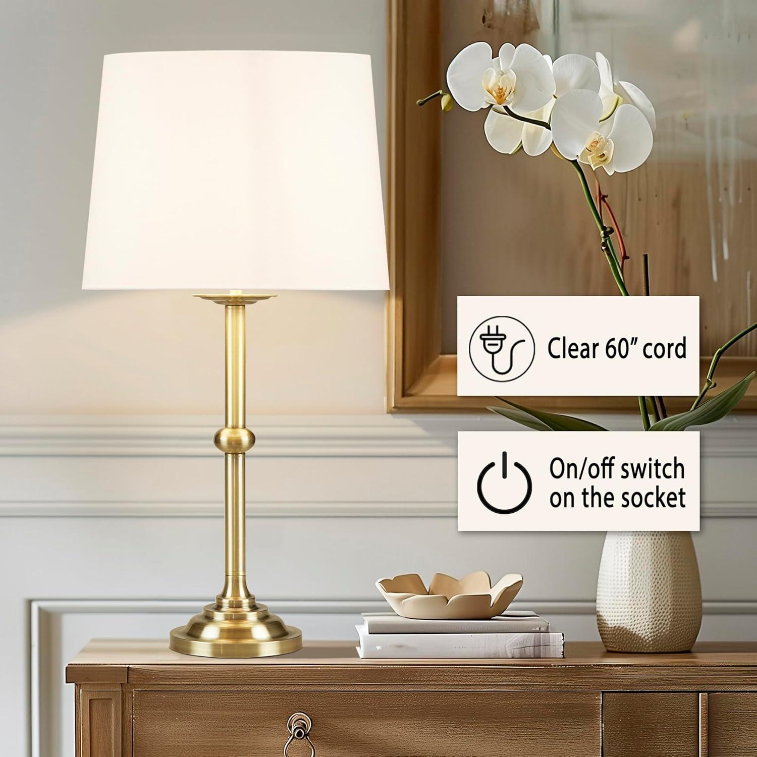 imageHampton Hill Aelorian Table Lamp Antiqued Brass Nightstand Bedside Lamp Bedford Collection Farmhouse Study Lamp Clear Polarized Cord Socket Swtich Empire Fabric Shade 225 H