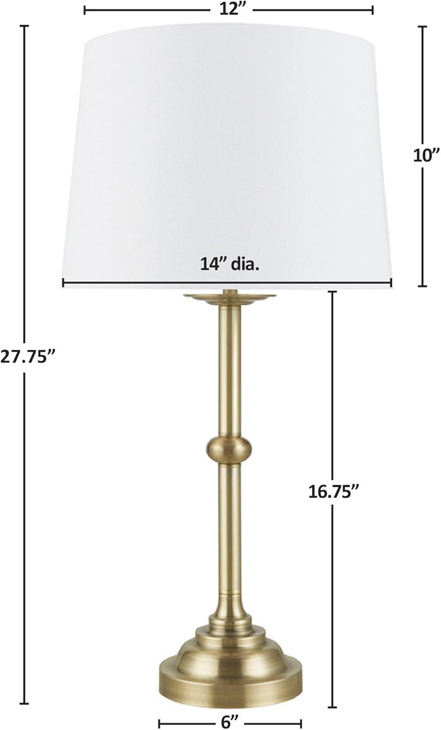 imageHampton Hill Aelorian Table Lamp Antiqued Brass Nightstand Bedside Lamp Bedford Collection Farmhouse Study Lamp Clear Polarized Cord Socket Swtich Empire Fabric Shade 225 H