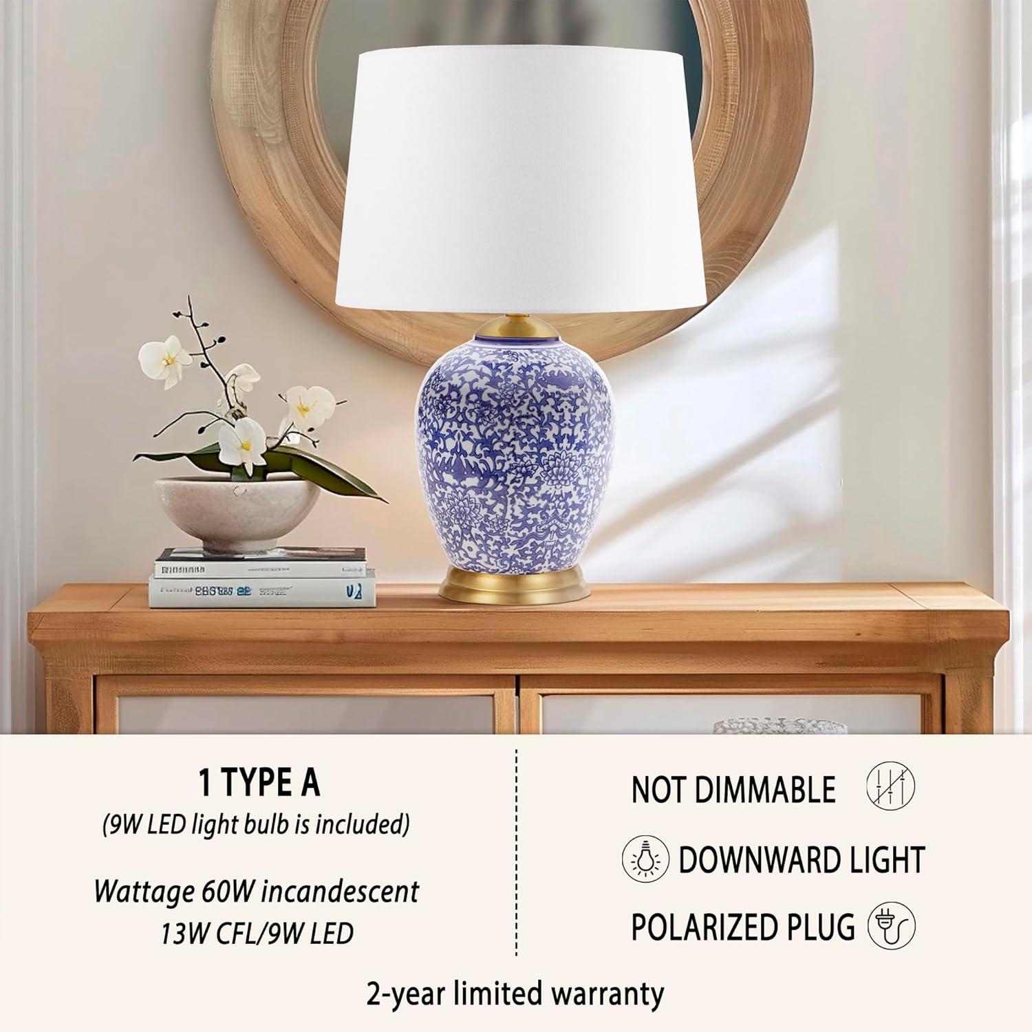 imageHampton Hill Jemma Table Lamp Living Room Decor Curved Ceramic Base Tapered Drum Shade Modern Home Office Desk Lighting Nightstand Reading Light for Bedroom White 15 Lx15 Wx26 H