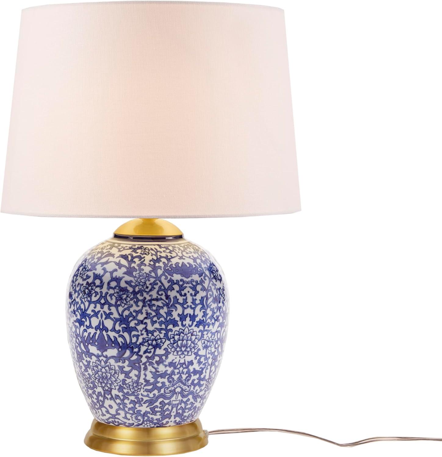 imageHampton Hill Jemma Table Lamp Living Room Decor Curved Ceramic Base Tapered Drum Shade Modern Home Office Desk Lighting Nightstand Reading Light for Bedroom White 15 Lx15 Wx26 H