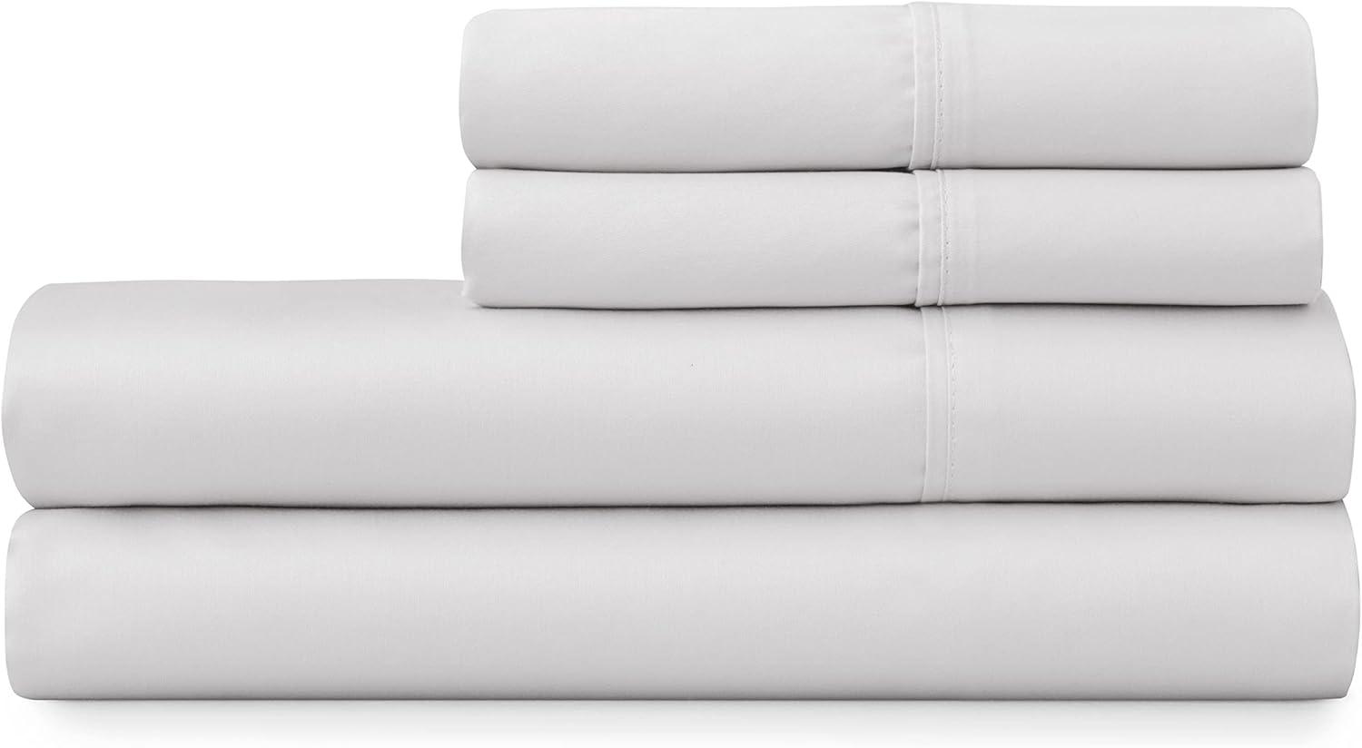 imageMARTHA STEWART 100 Cotton Full Size Sheet Set 4 Piece Soft Smooth Durable Easy Care 16 Deep Pocket Sheets Sateen Sheets 1 Flat 1 Fitted 2 Pillowcases Light BlueLight Gray