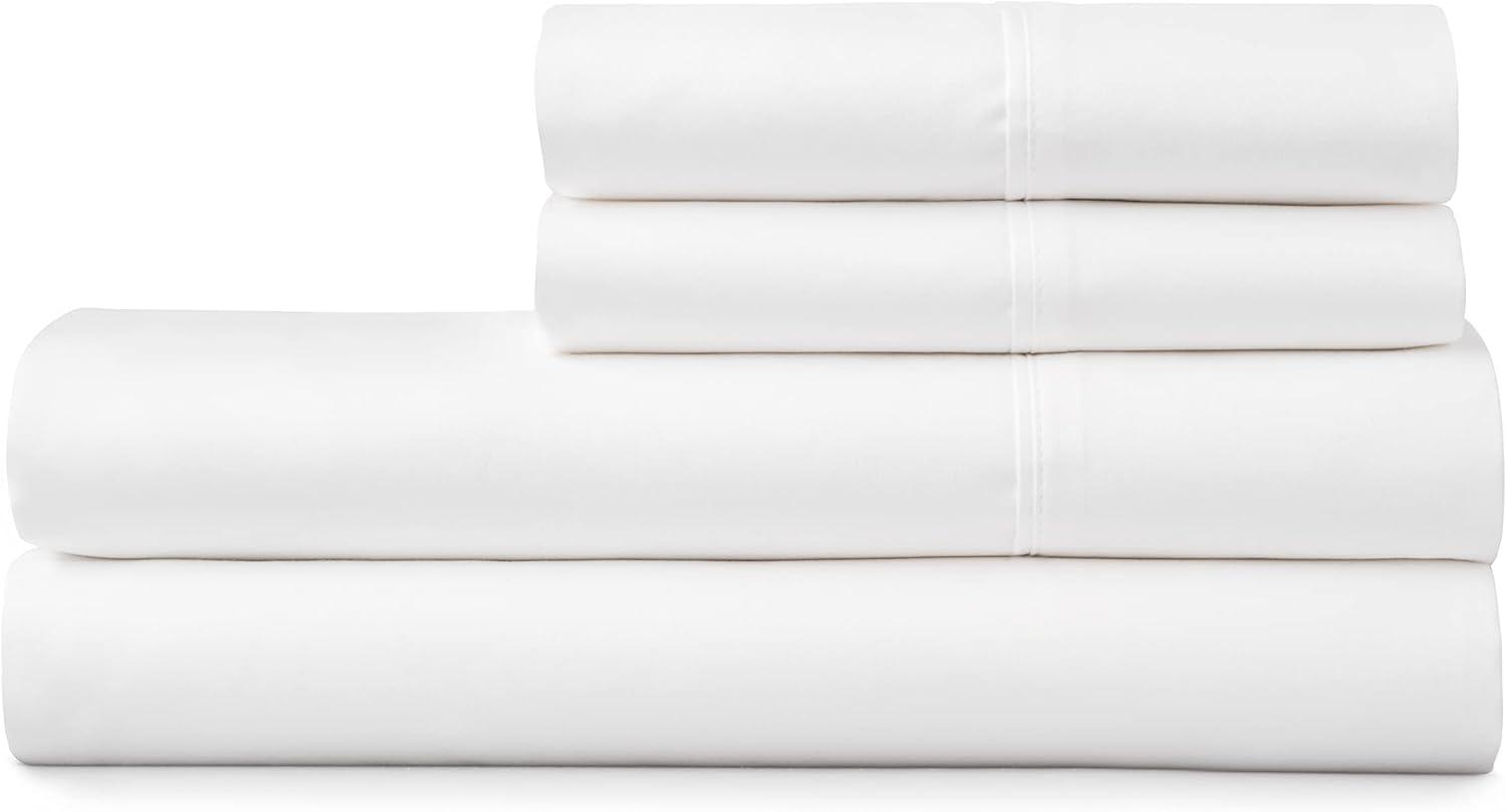 imageMARTHA STEWART 100 Cotton Full Size Sheet Set 4 Piece Soft Smooth Durable Easy Care 16 Deep Pocket Sheets Sateen Sheets 1 Flat 1 Fitted 2 Pillowcases Light BlueWhite