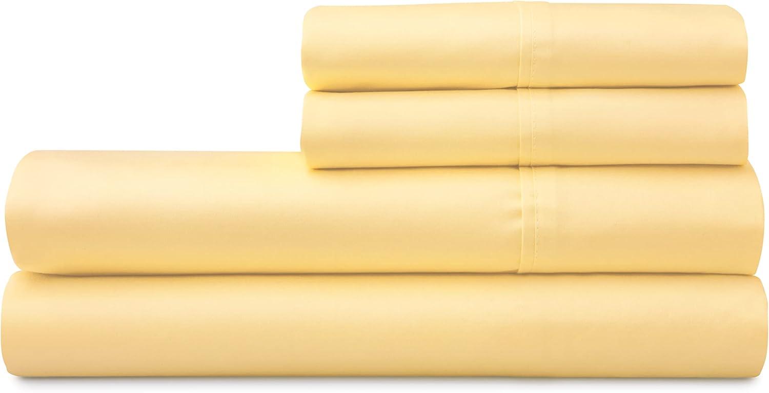 imageMARTHA STEWART 100 Cotton Full Size Sheet Set 4 Piece Soft Smooth Durable Easy Care 16 Deep Pocket Sheets Sateen Sheets 1 Flat 1 Fitted 2 Pillowcases Light BlueYellow