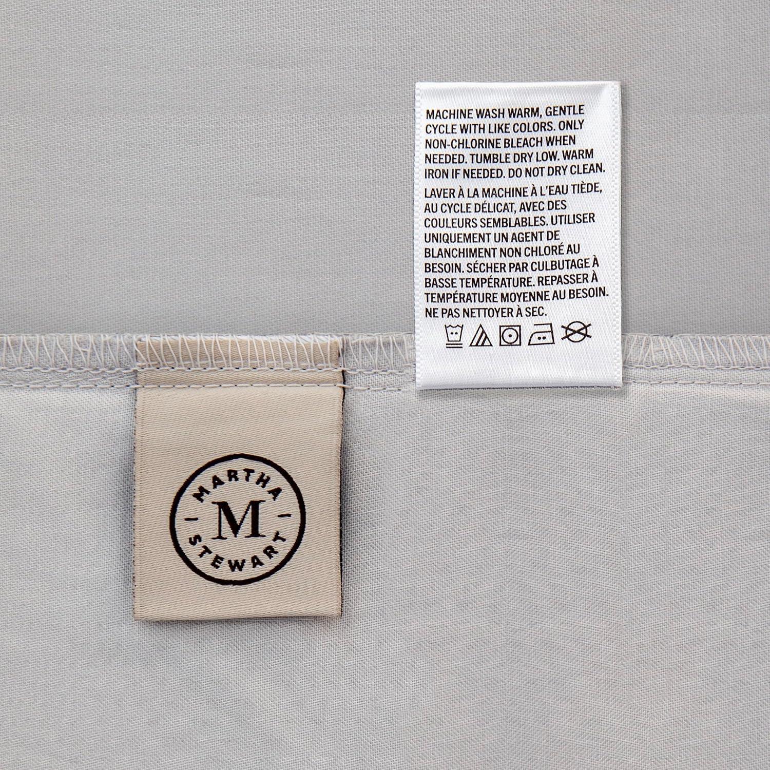 imageMARTHA STEWART 100 Cotton Full Size Sheet Set 4 Piece Soft Smooth Durable Easy Care 16 Deep Pocket Sheets Sateen Sheets 1 Flat 1 Fitted 2 Pillowcases Light BlueLight Gray