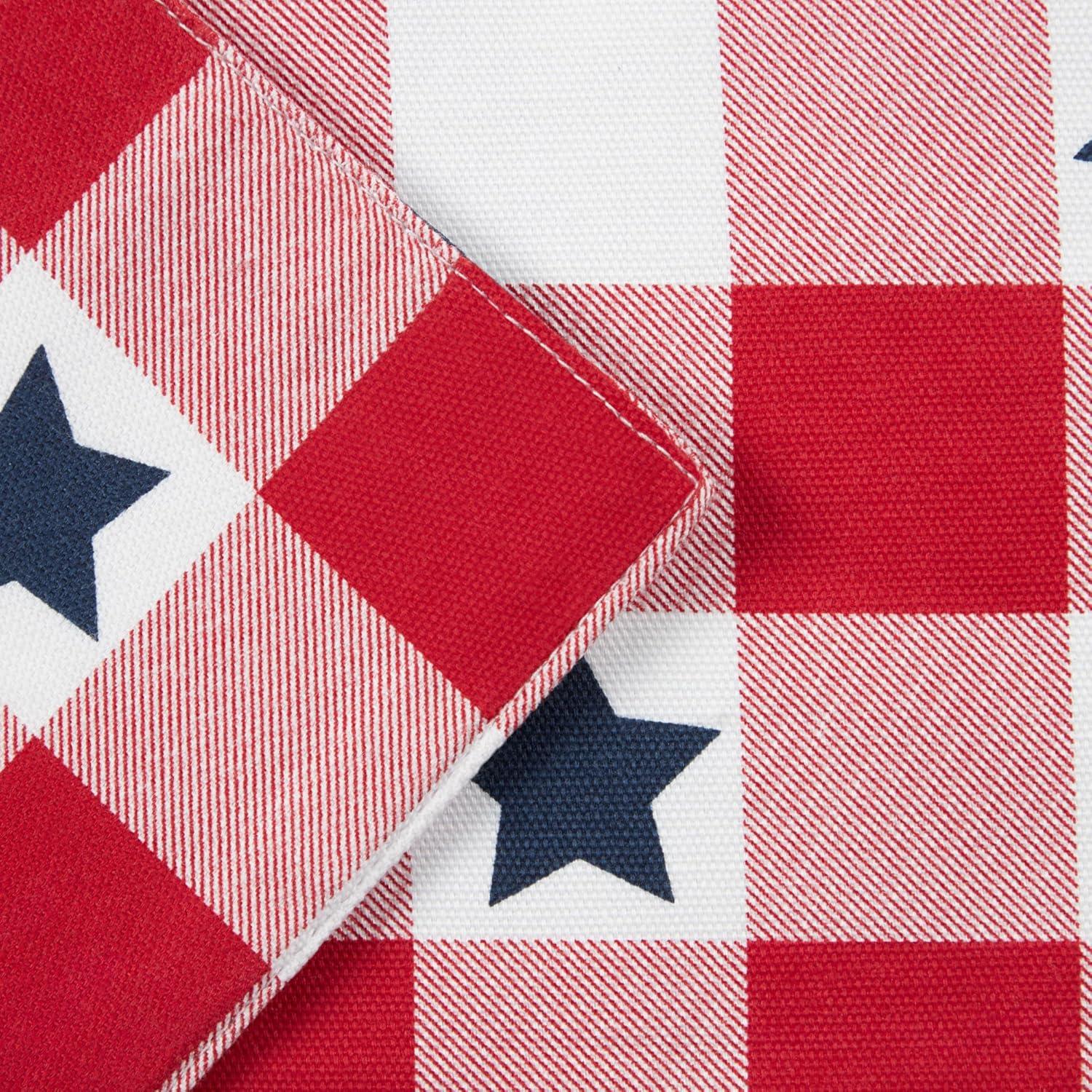 imageMARTHA STEWART Americana Star Gingham Plaid Indoor Placemat 4Pack Set Reversible Patriotic USA America Decor RedWhiteBlue 14x72
