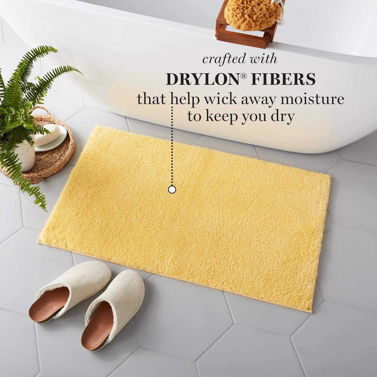 imageMARTHA STEWART Drylon Microfiber Bath Rug 1 Piece Ultra Soft Plush NonSlip Thick Washable Bathroom Rugs Home Decor Accessories Household Essentials Small Bath Mat 17 x 24 Navy BlueYellow
